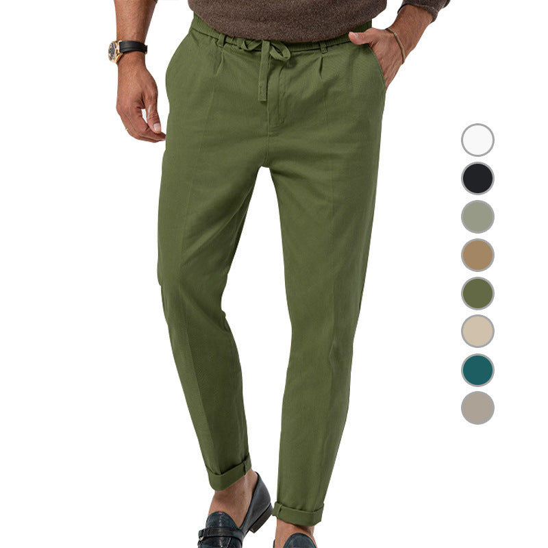 Herren Elegante Leinenhose mit elastischem Bund und praktischen Taschen Echoarchiv
