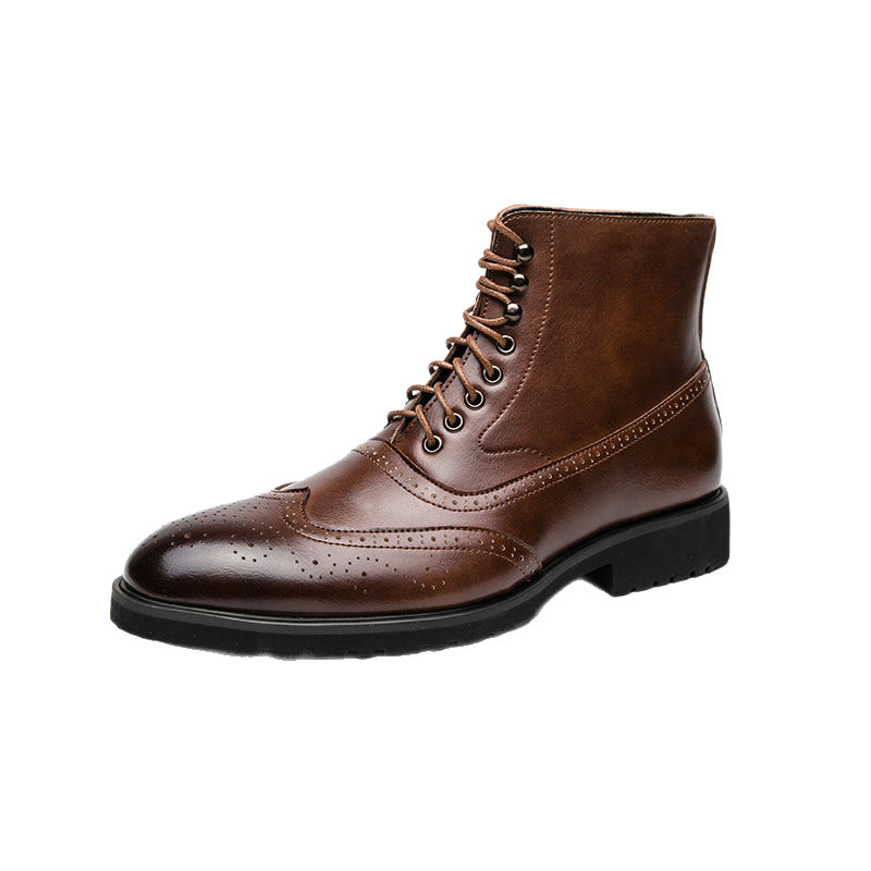 Herren klassische Brogue-Schnürstiefelette mit perforiertem Wingtip und griffiger Gummisohle Echo Archiv