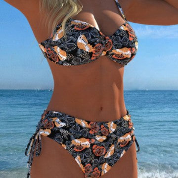 Damen Bikini-Set mit floralem Leopardenmuster und komfortablem Schnitt Echo Archiv