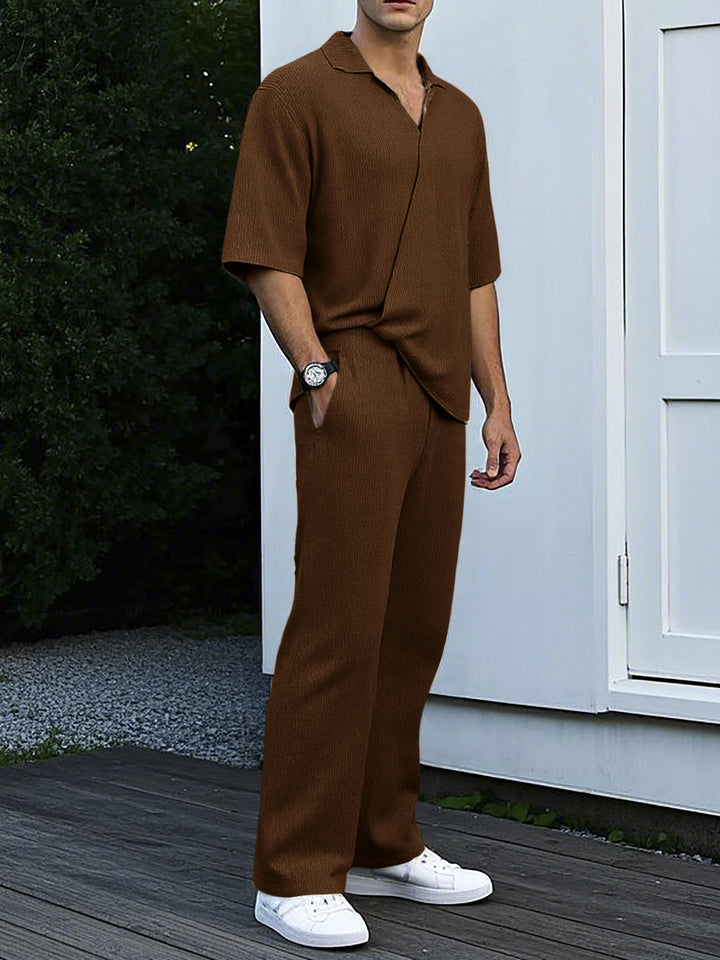 Herren lässiges Kurzarm-Set aus hochwertigem Strickstoff und elastischen Bund Echoarchiv