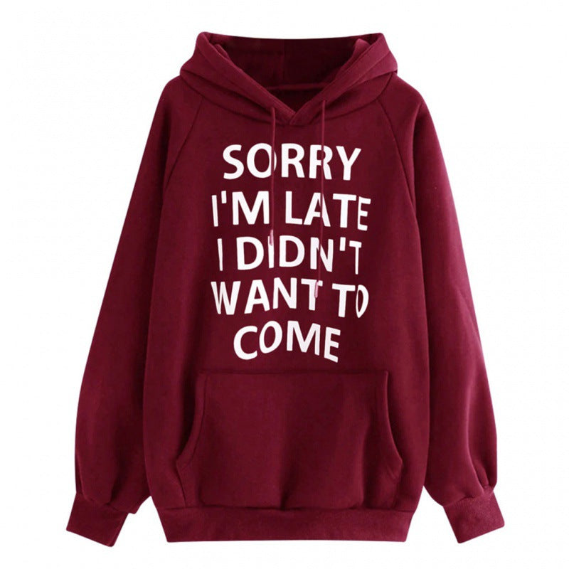 Damen Lockere Kapuzenpullover mit Statement-Print, Kängurutasche und Raglanärmeln – Auréline