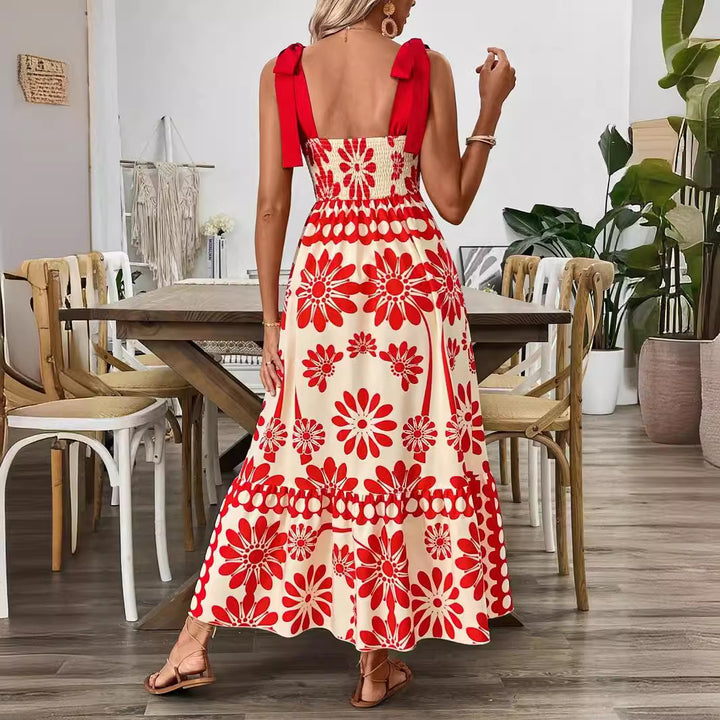 Damen Elegantes Maxikleid mit Blumenmuster und charmanten Trägern Echo Archiv
