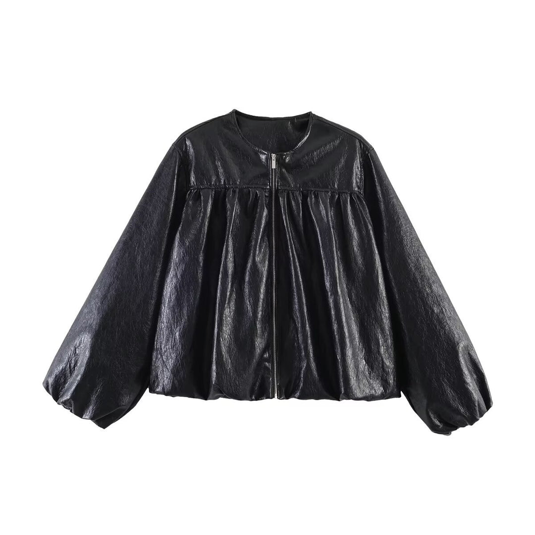 Damen Kurzjacke mit geraffter Passe, Rundhalsausschnitt und Ballonärmeln Echo Archiv
