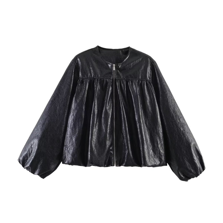 Damen Kurzjacke mit geraffter Passe, Rundhalsausschnitt und Ballonärmeln Echo Archiv