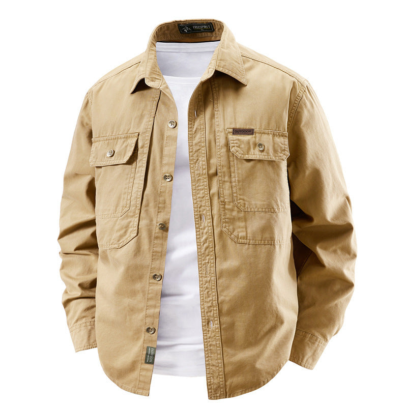 Herren nan robustes Baumwoll-Canvas-Overshirt mit aufgesetzten Klappentaschen, verstärkten Nähten und entspannter Passform Echo Archiv