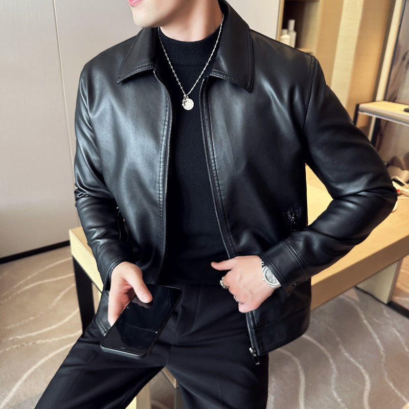 Herren Modische Kunstlederjacke mit klassischem Schnitt Echo Archiv