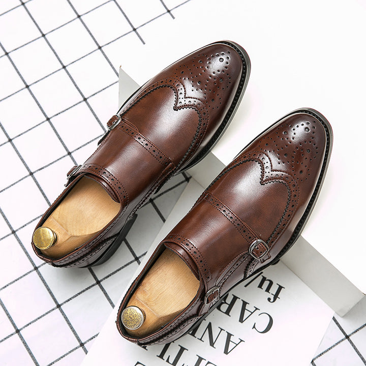 Herren elegante Doppelmonks mit Brogue-Lochung und gepolstertem Komfortfußbett Echo Archiv