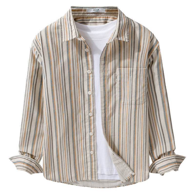 Herren Overshirt aus Baumwollmischung mit vertikalen Streifen und Brusttasche Echoarchiv