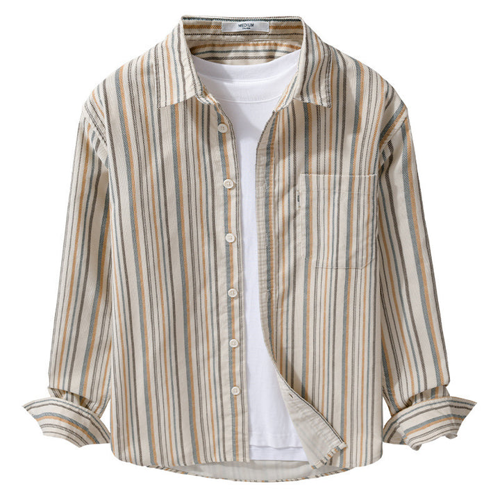 Herren Overshirt aus Baumwollmischung mit vertikalen Streifen und Brusttasche Echoarchiv