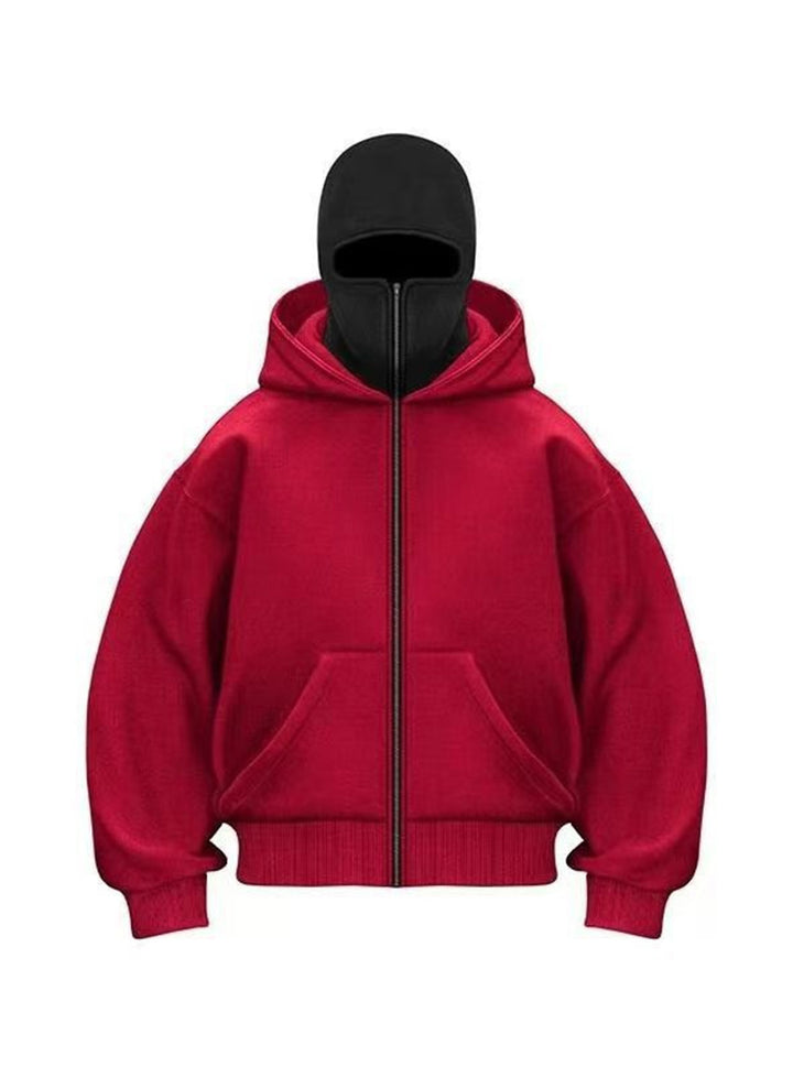Herren modischer Kapuzenpullover mit durchgehendem Reißverschluss und übergroßem Schnitt Echoarchiv