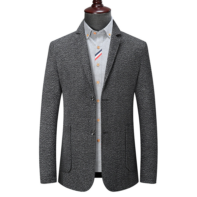Herren Slim-Fit strukturierter Wollmix-Blazer mit Schalkragenoptik und aufgesetzten Eingrifftaschen Echoarchiv