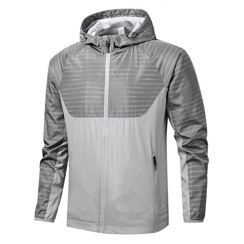 Herren Leichte Reflektierende Kapuzen-Windjacke mit Mesh-Futter und Reißverschlusstaschen Echo Archiv
