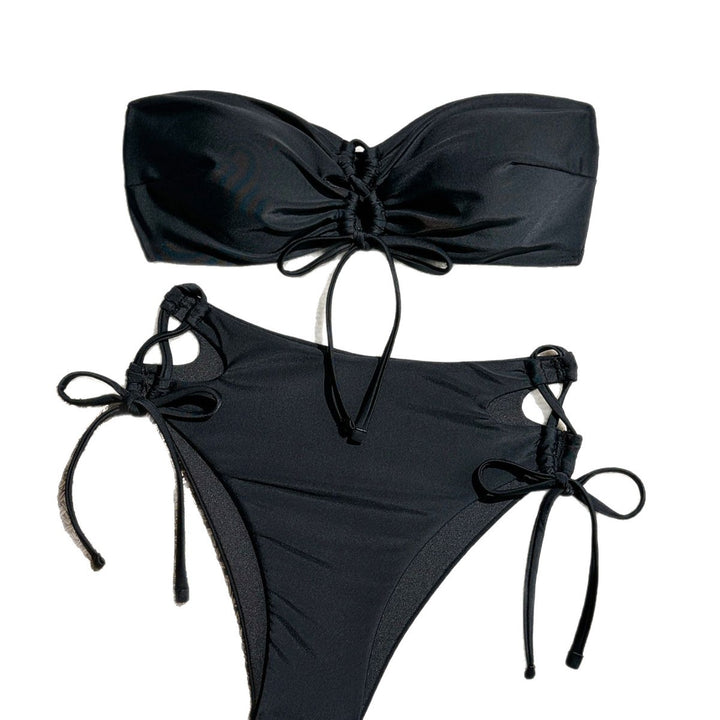Damen hochgeschnittener Bandeau-Bikini mit eleganten Raffungselementen Echo Archiv