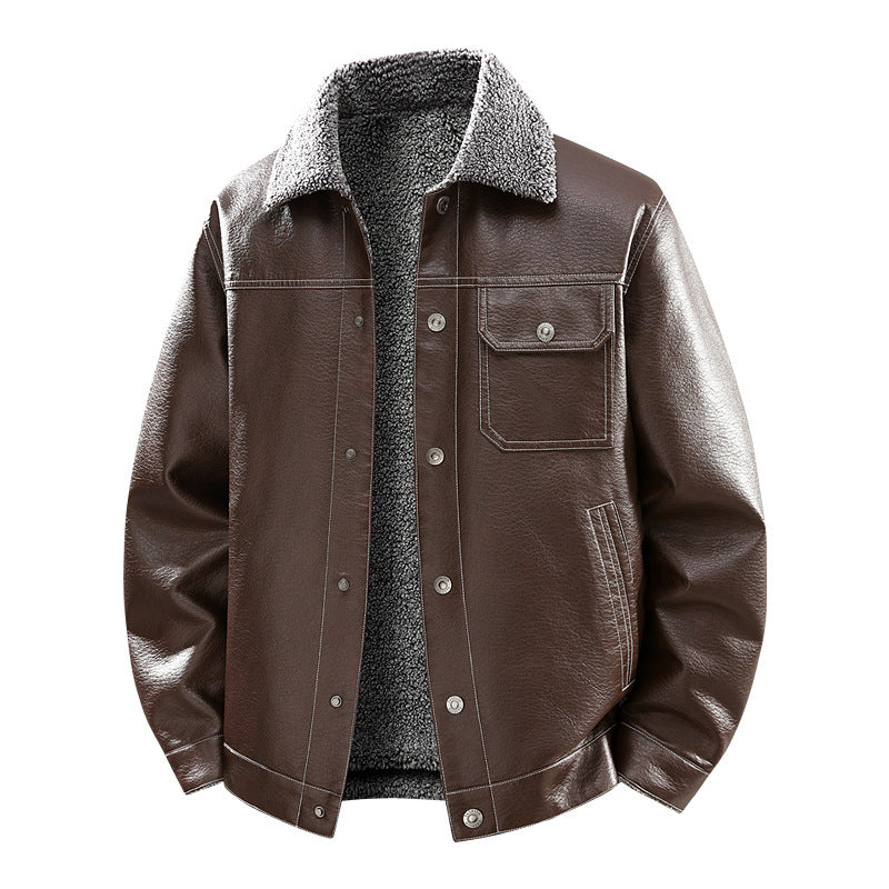 Herren Edle Kunstlederjacke mit weichem Teddyfutter Echo Archiv