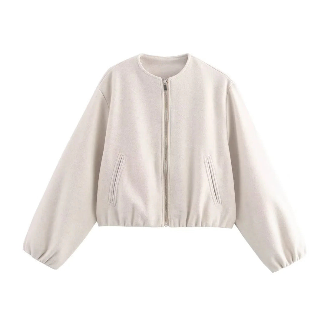 Damen Lockere Blousonjacke Aus Weichem Material Echoarchiv
