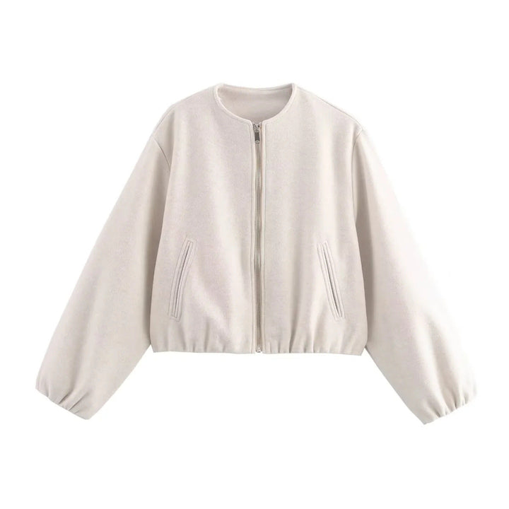 Damen Lockere Blousonjacke Aus Weichem Material Echoarchiv