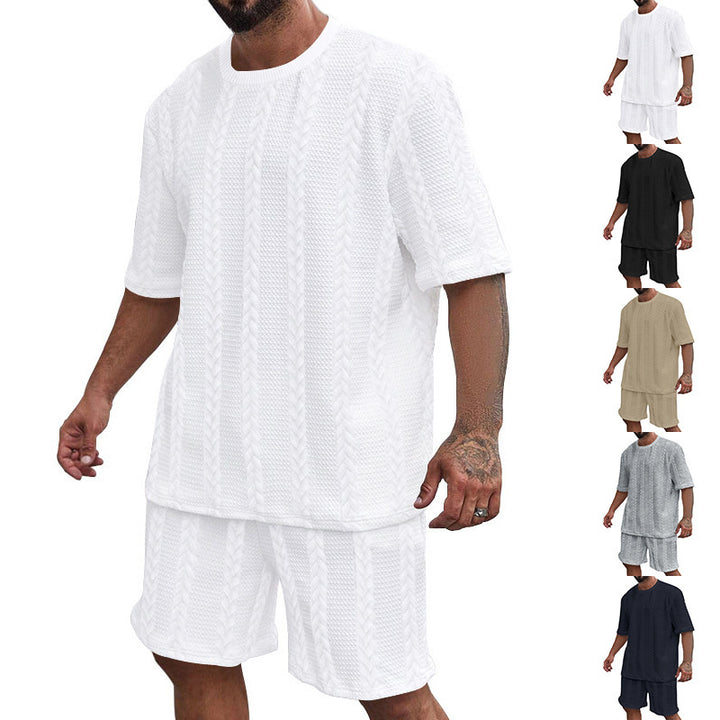 Herren lässiges Strickset mit oversized T-Shirt und Shorts Echoarchiv