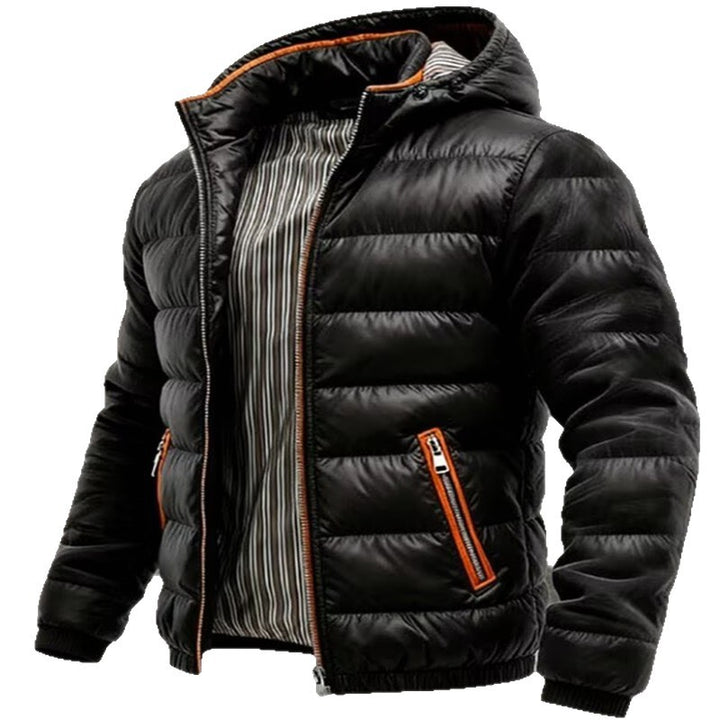 Herren Gefütterte Stepp-Expeditionsjacke mit Kunstfellkapuze und Frontmix-Taschen Echoarchiv