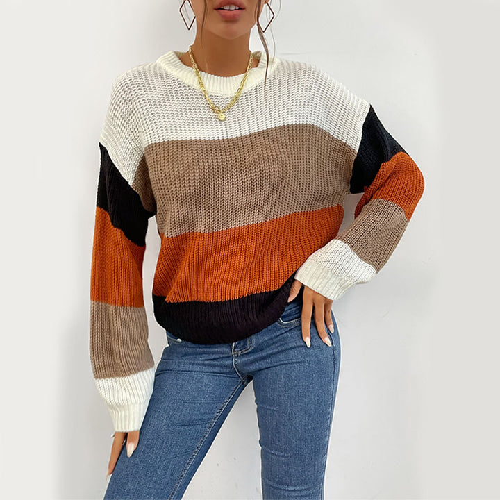 Damen Lässiger Strickpullover mit Farbblock Echo Archiv