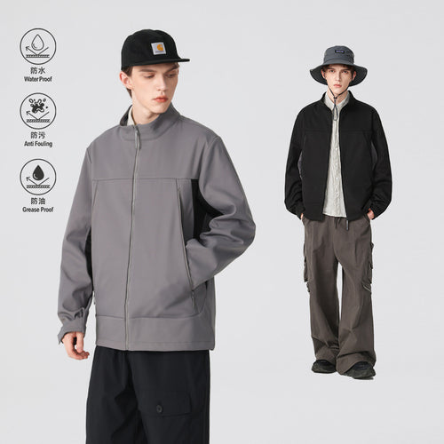 Herren Hybrid-Softshelljacke im Urban-Tech-Look mit hohem Stehkragen und verdecktem Reißverschluss Echo Archiv