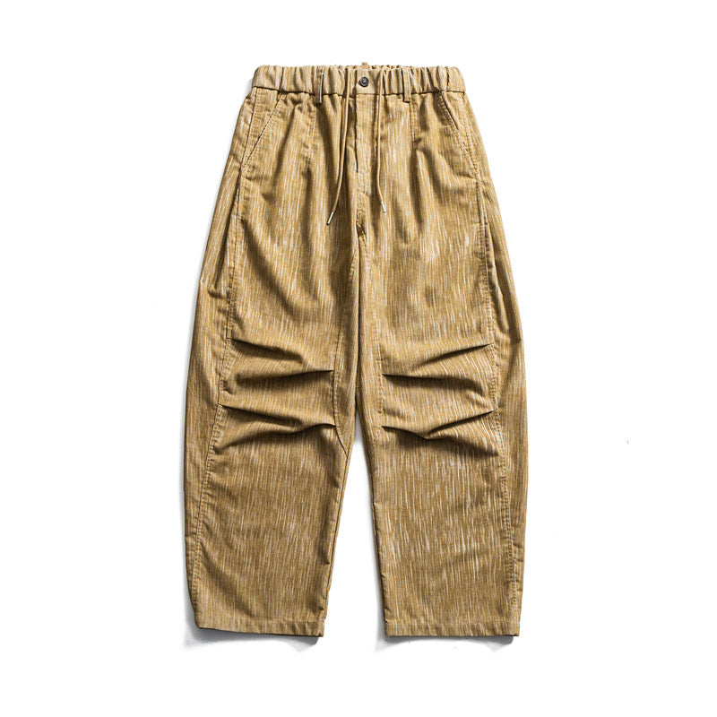 Herren weite Cordhose im Workwear‑Look mit elastischem Bund, Kordelzug und Kniefalten Echoarchiv