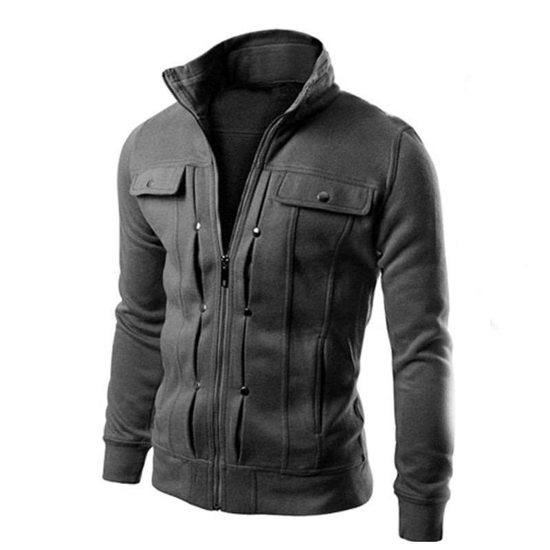Herren modische Fleecejacke mit hohen Kragen und praktischen Taschen Echoarchiv