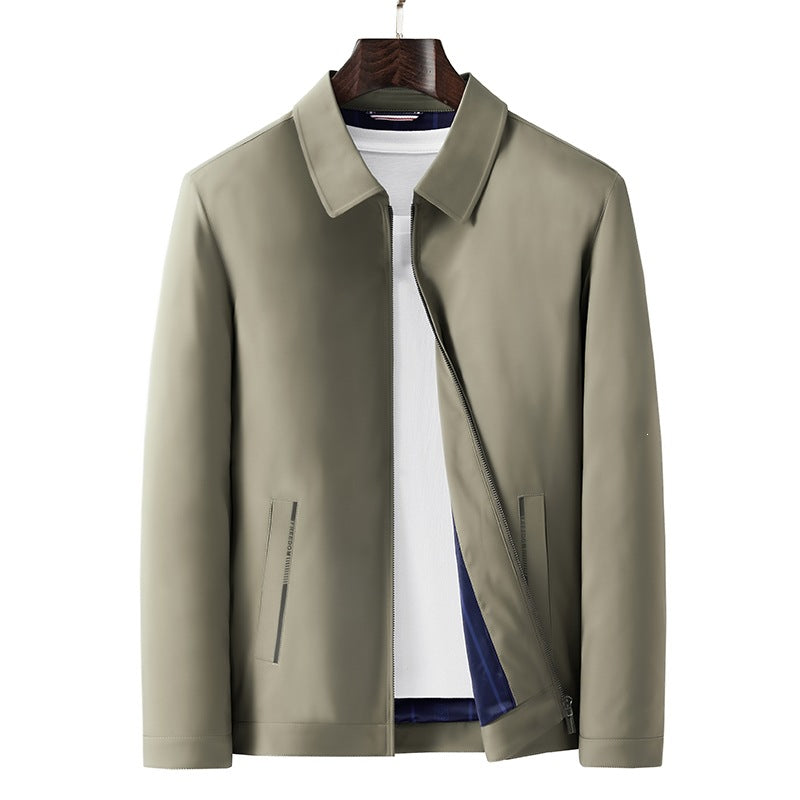 Herren Minimalistische leichte Übergangsjacke mit Hemdkragen, verdecktem Reißverschluss & seitlichen Reißverschlusstaschen Echoarchiv