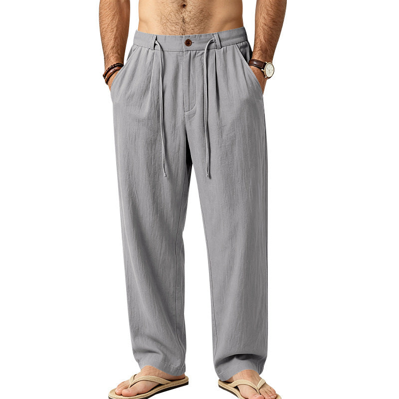 Herren Leichte Leinenhose mit Bundfalten und Kordelzug Echoarchiv
