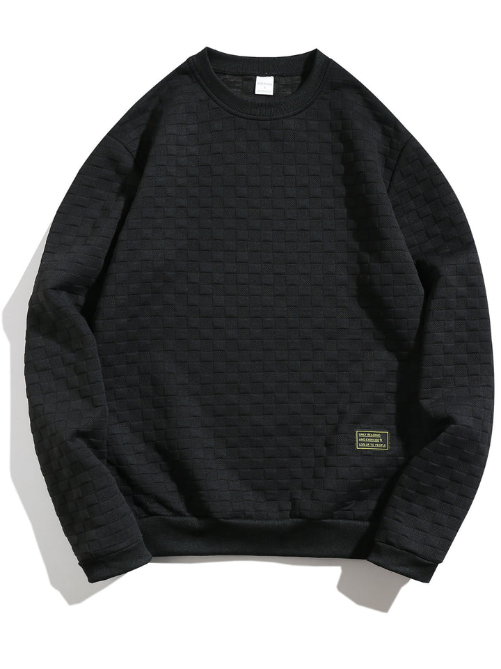 Herren lässiger Struktur-Sweater mit Rundhalsausschnitt und elastischen Bündchen Echoarchiv