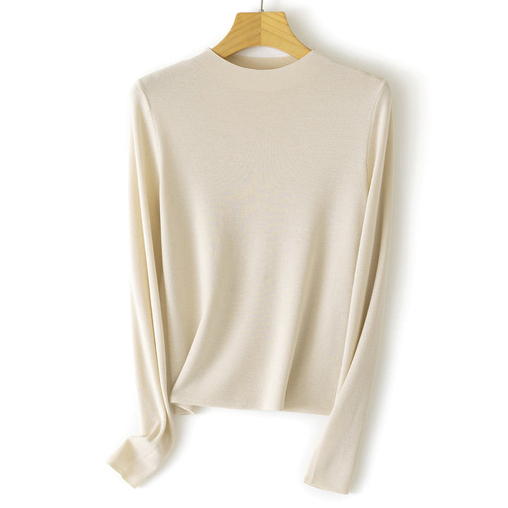 Damen Feinstrick-Pullover mit kurzem Stehkragen und schmaler Silhouette Echoarchiv