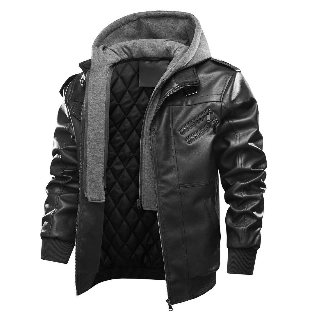 Herren Lederjacke mit herausnehmbarer Kapuze Echoarchiv