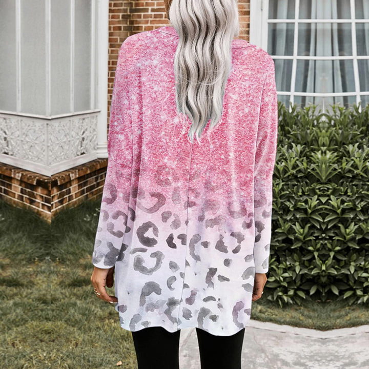 Damen Oversize Longshirt-Tunika mit Ombre-Leopardenprint und Eingrifftaschen – Avérine
