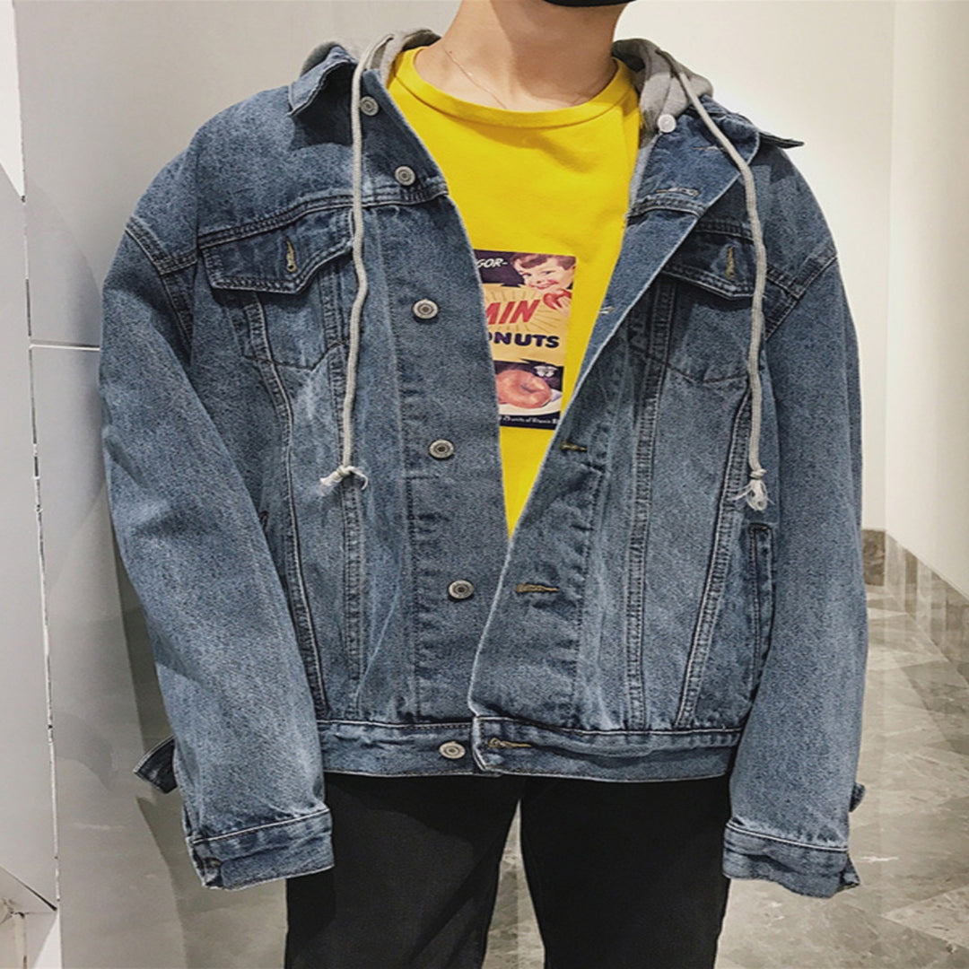 Herren Lässige Denimjacke mit Fleece-Futter Echoarchiv 1788342597