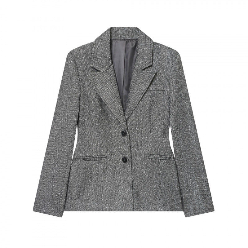 Damen Taillierter Wollmix-Blazer mit Reverskragen und Pattentaschen Echo Archiv