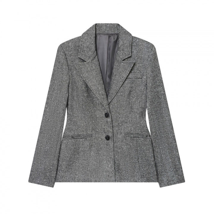 Damen Taillierter Wollmix-Blazer mit Reverskragen und Pattentaschen Echo Archiv