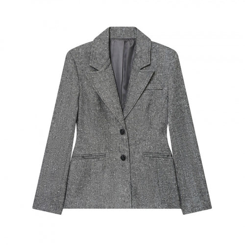 Damen Taillierter Wollmix-Blazer mit Reverskragen und Pattentaschen Echo Archiv
