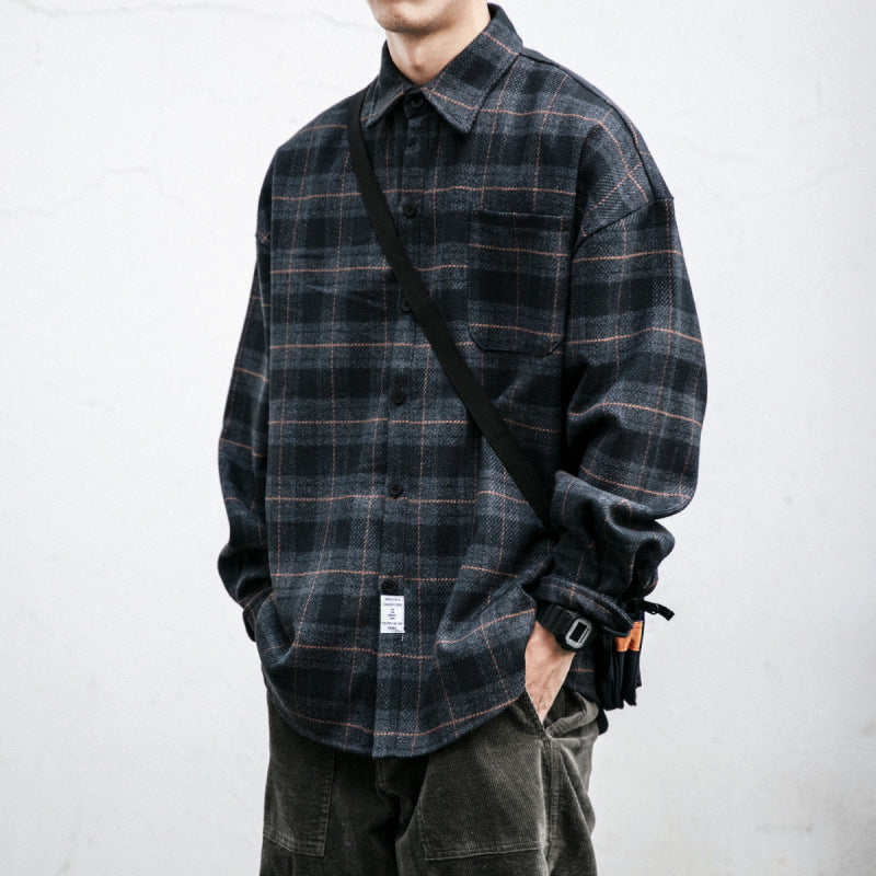 Herren Kariertes Overshirt‑Hemdjacke im Boxy‑Relaxed‑Schnitt Echoarchiv