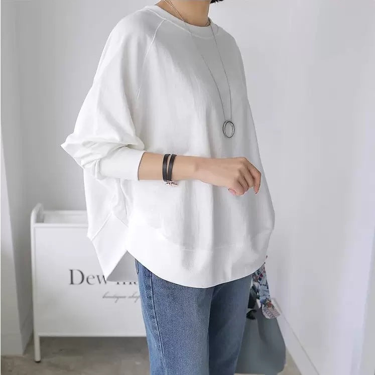 Damen Oversize-Sweatshirt mit Raglanärmeln, abgerundetem Saum und Seitenschlitzen Echoarchiv