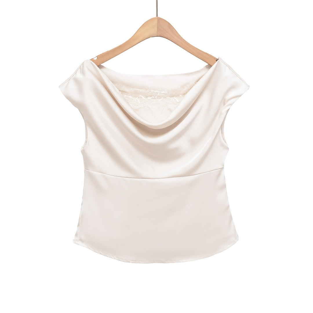 Damen elegante Satinbluse mit raffiniertem Wasserfall-Ausschnitt Echo Archiv