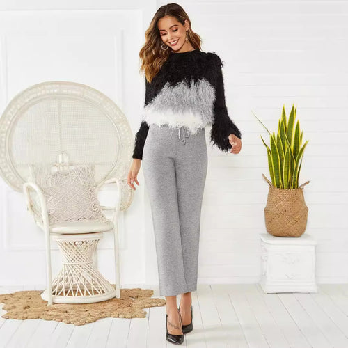 Damen Loungy Strickhose mit elastischem Bund und Kordelzug Echo Archiv