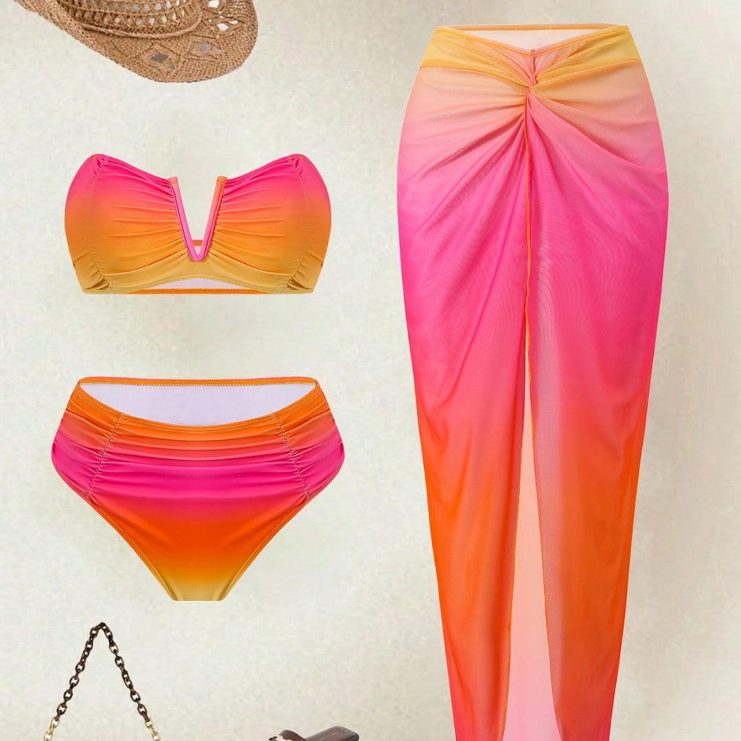 Damen Bandeau-Bikini mit langem Wickelrock Echo Archiv