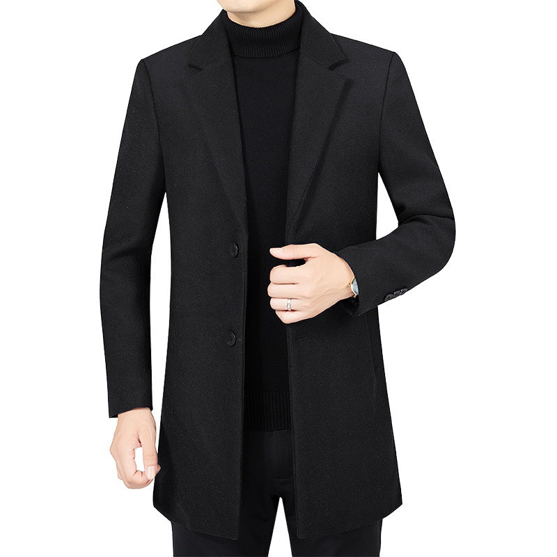 Herren Eleganter taillierter Wollmix-Mantel mit Notch-Revers und Zweiknopfverschluss – Montevé