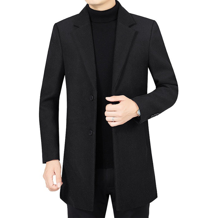 Herren Eleganter taillierter Wollmix-Mantel mit Notch-Revers und Zweiknopfverschluss – Montevé