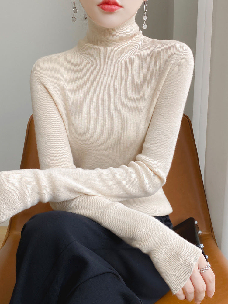 Damen Schmaler Rollkragen-Feinstrickpullover mit elastischer Rippenstruktur und minimalistischer Silhouette Echoarchiv