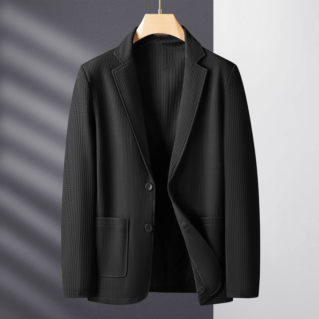 Herren Strukturblazer aus strukturiertem Jersey mit aufgesetzten Taschen – Tianoro