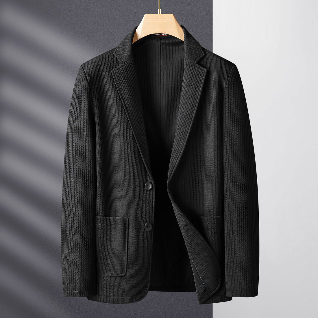 Herren Strukturblazer aus strukturiertem Jersey mit aufgesetzten Taschen – Tianoro