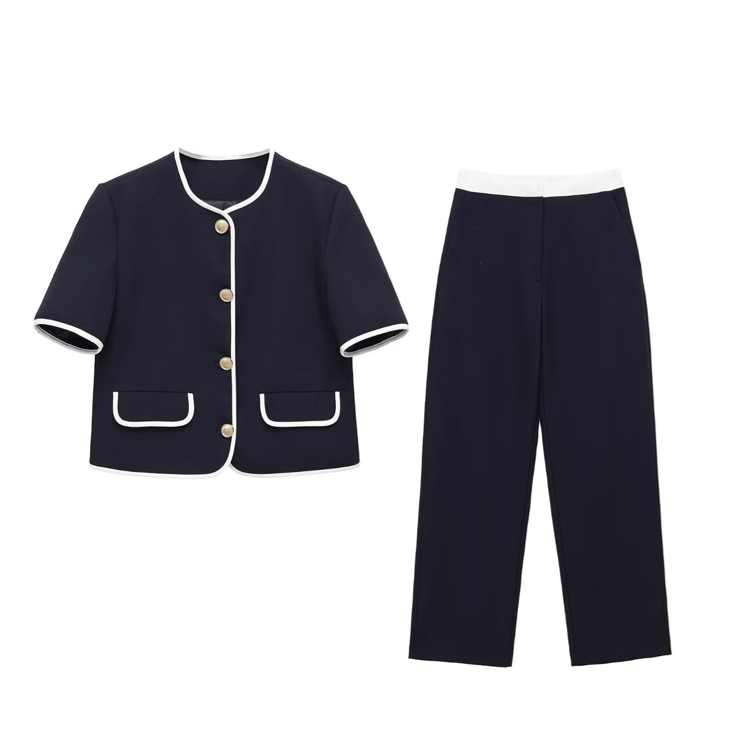 Damen modisches Set mit eleganter Jacke und weit geschnittenen Hosen Echo Archiv