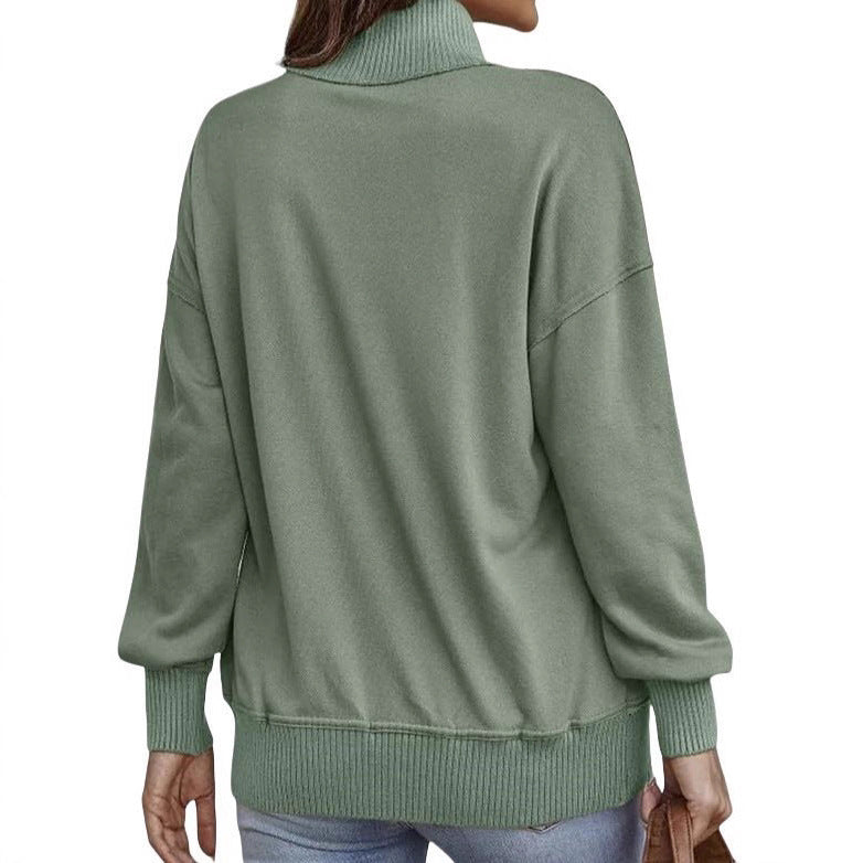 Damen Sweatpullover mit Stehkragen-Knopfleiste und Kängurutasche Echo Archiv