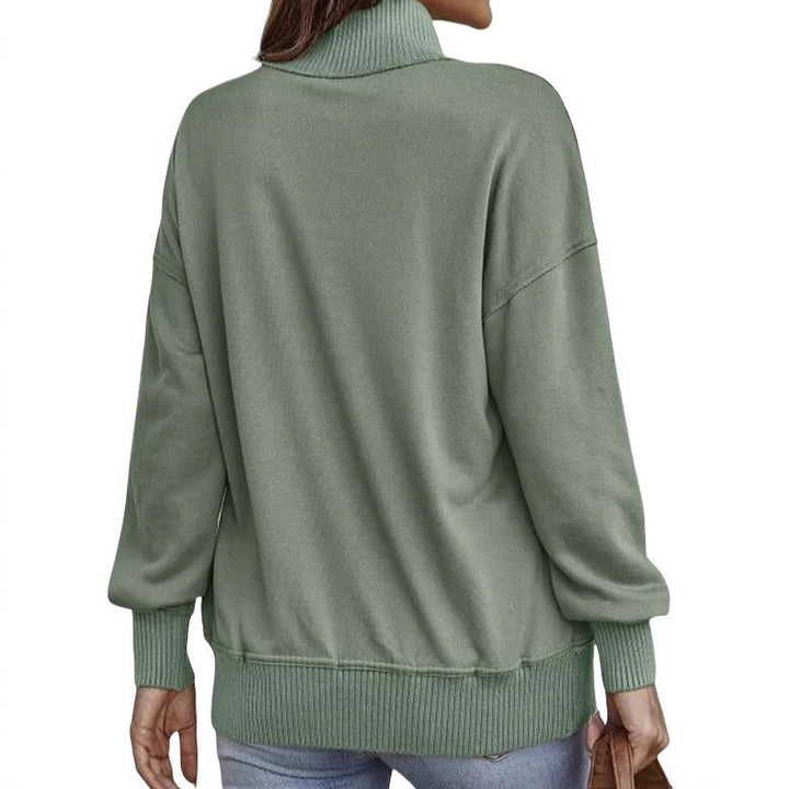 Damen Sweatpullover mit Stehkragen-Knopfleiste und Kängurutasche Echo Archiv