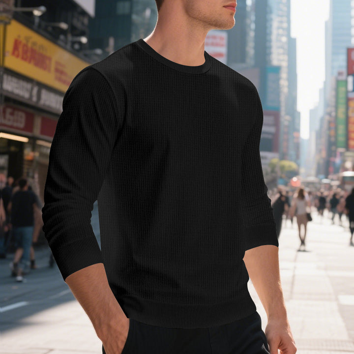 Herren modisches Struktur-Sweatshirt mit Rundhalsausschnitt und elastischen Bündchen Echoarchiv